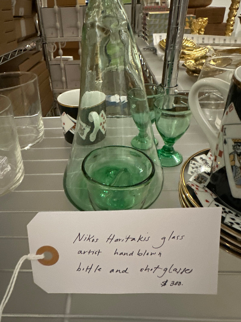Nikos Haritakis Hand Blown Bottle & Shot Glasses