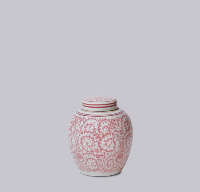 Round Porcelain Scrolling Peony Jar