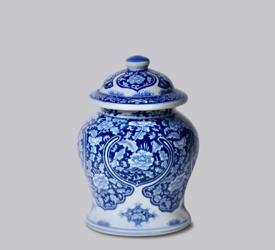 Small Porcelain Floral Cartouche Jar