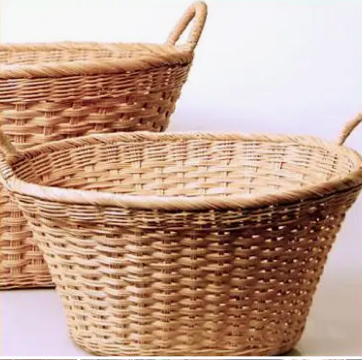 Mini Triple Weave Oval Multi-Use Rattan Basket with Handles