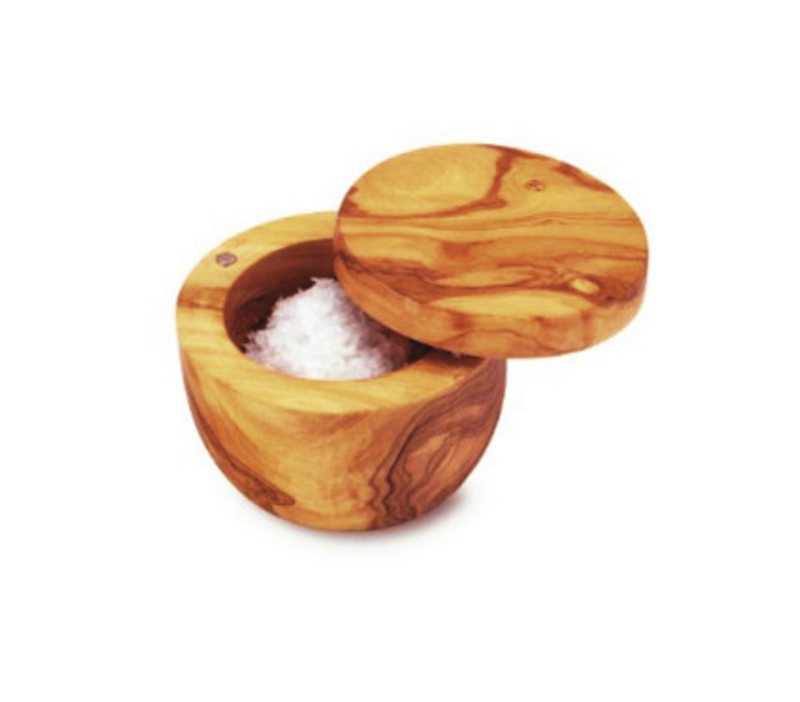 Olive Wood Salt Keeper with Lid