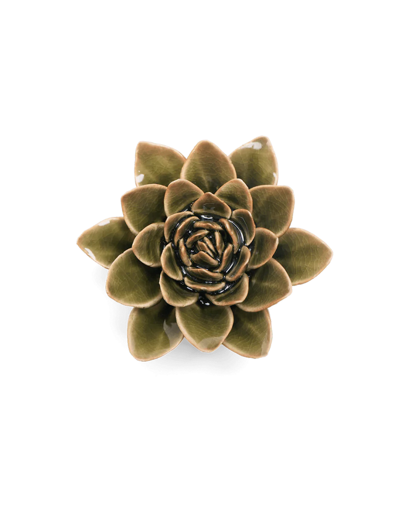 Olive Green Echeveria Ceramic Flower