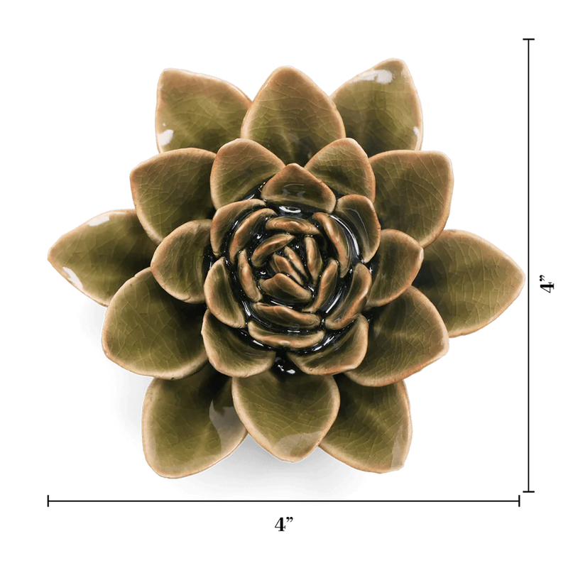 Olive Green Echeveria Ceramic Flower