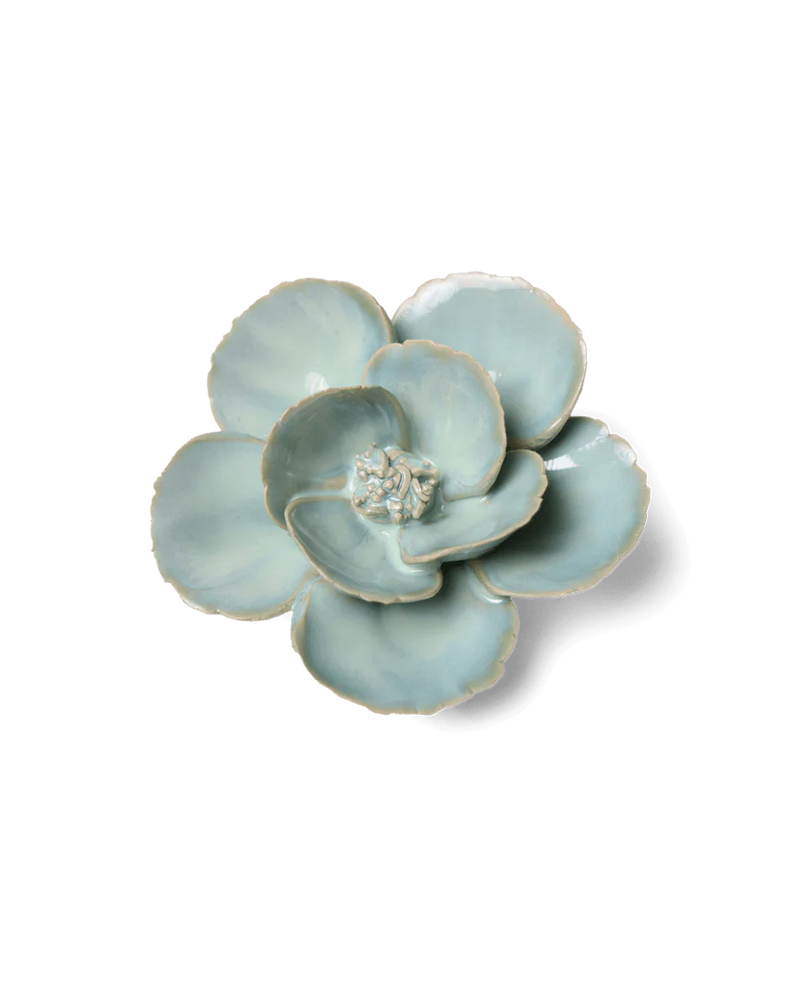Milk Teal Poppy Ceramic Flower