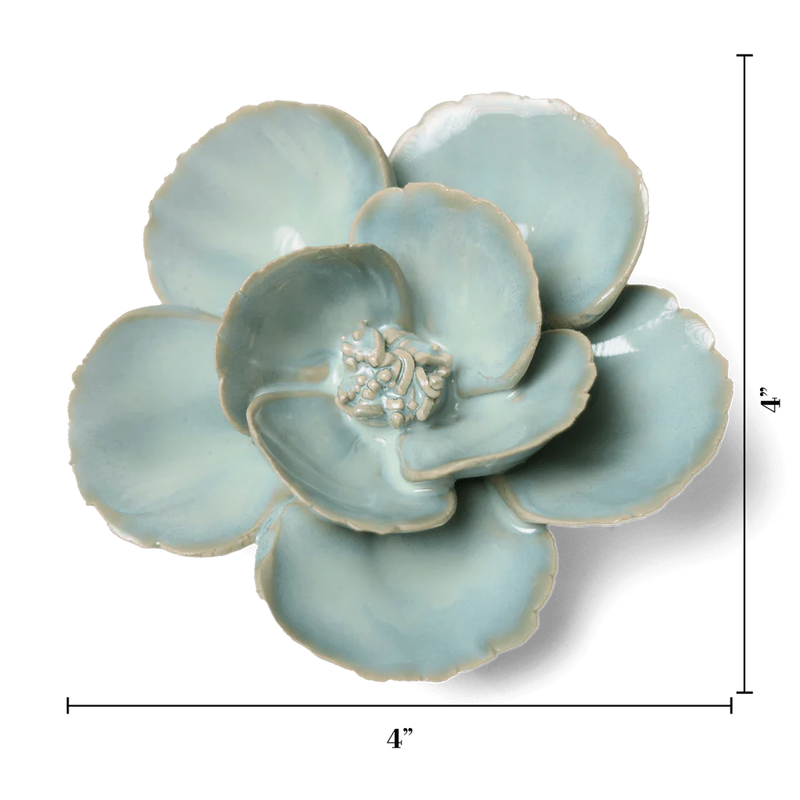 Milk Teal Poppy Ceramic Flower