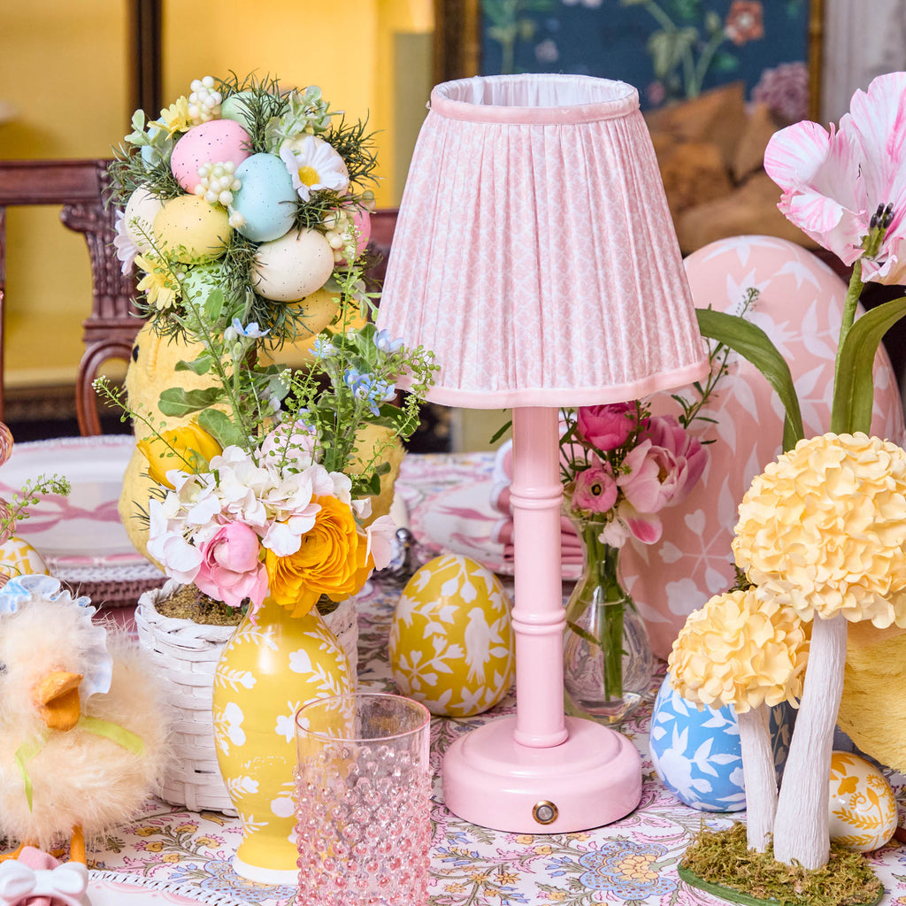 Tall Rechargeable Lamp with Pink Lotus Lampshade - Mrs. Alice