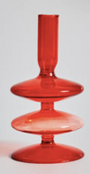 Red Glass Candlestick Holder & Vase