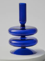 Blue Glass Candlestick Holder